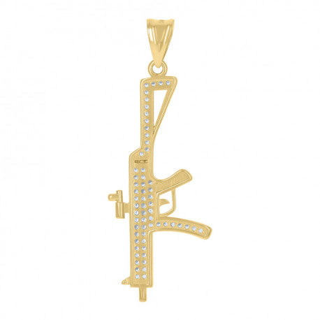 14K GOLD TWO-TONE GUN PENDANT