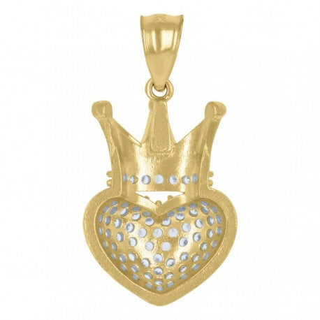 10K GOLD HEART+CROWN PENDANT