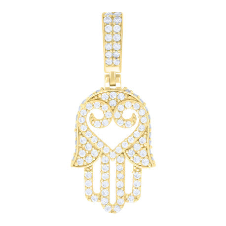 10K GOLD HEART HAMSA PENDANT