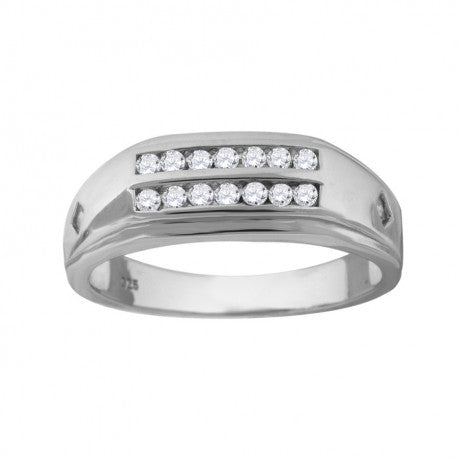 925 Silver Mens Two-Rows Wedding Engagement Anniversary