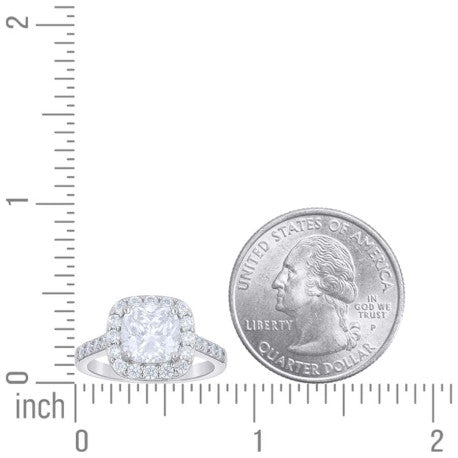 925 Silver Womens Cushion-Cut Halo Engagement Ring