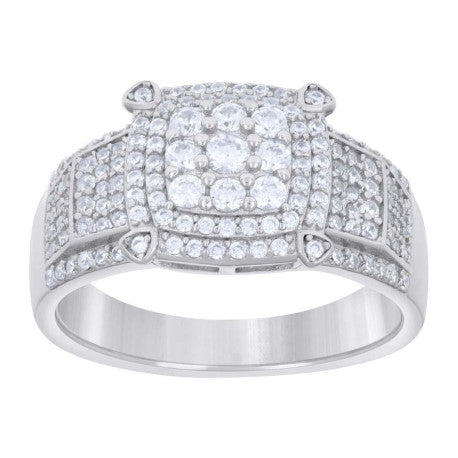 925 Silver Mens Cubic Square Head