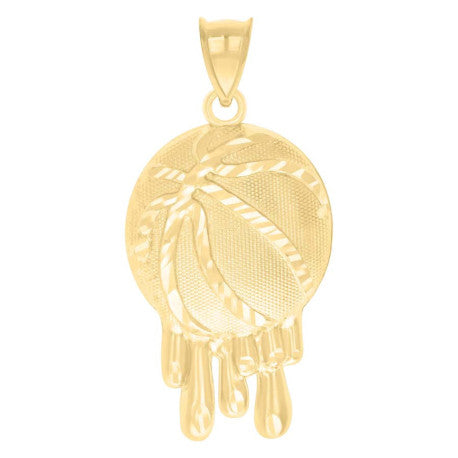 10K GOLD DRIPPING BASKETBALL PENDANT