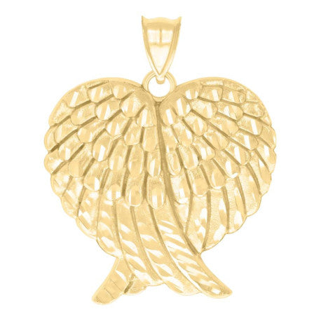 10K GOLD ANGEL WINGS HEART PENDANT