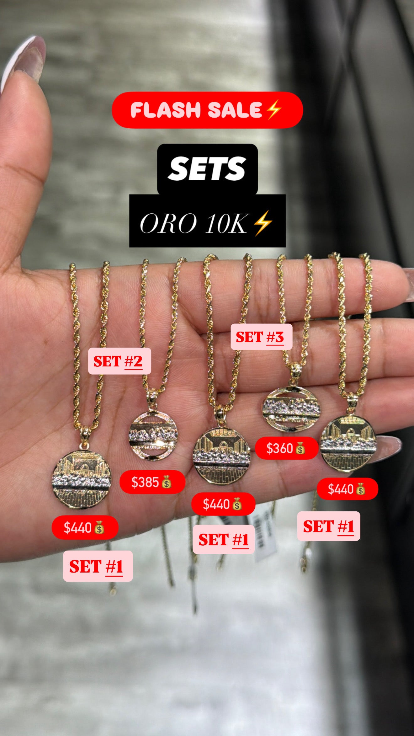 10K SETS HOLLOW ROPE CHAIN+PENDANT