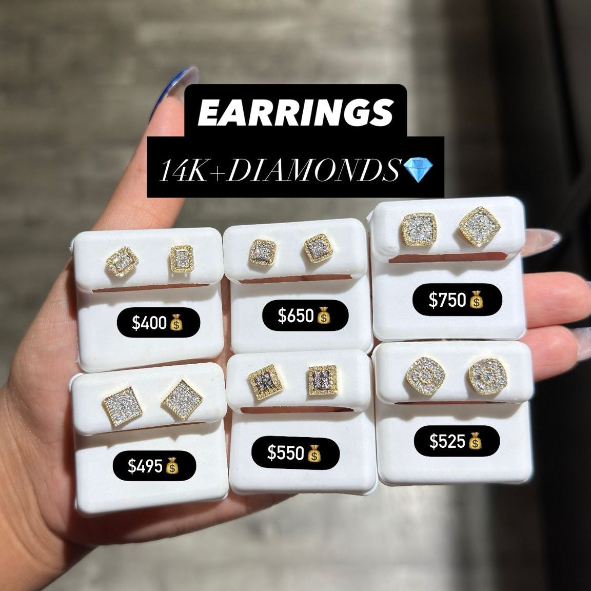 14K EARRINGS DIAMONDS NATURAL