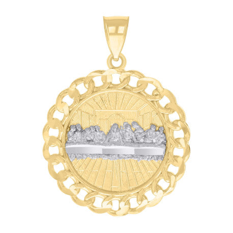 14K TWO-TONE CIRCLE HOLY DINNER PENDANT