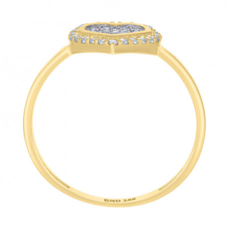 14K GOLD HEART W. BORDER STONES RING