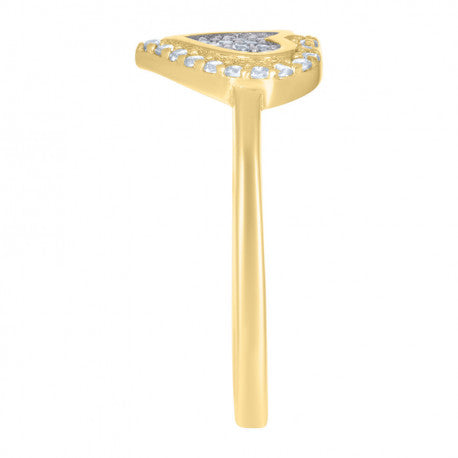 14K GOLD HEART W. BORDER STONES RING