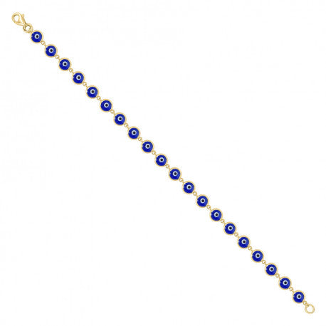 10K GOLD ENAMEL EVIL EYE GOOD LUCK BRACELET