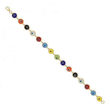 10K GOLD ENAMEL EVIL EYE GOOD LUCK BRACELET
