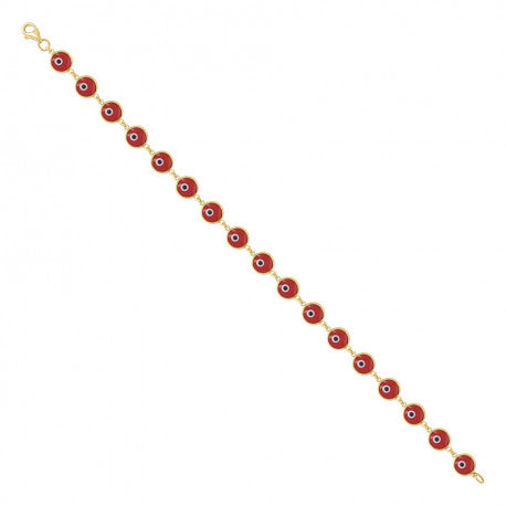 10K GOLD ENAMEL EVIL EYE GOOD LUCK BRACELET