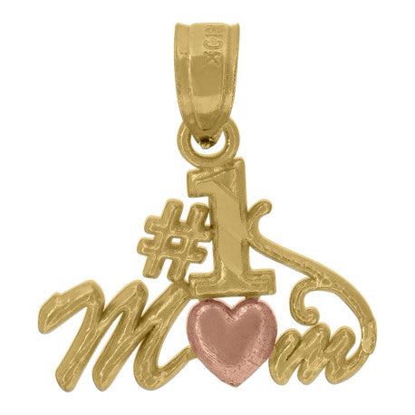 10K #1 MOM HEART PENDANT
