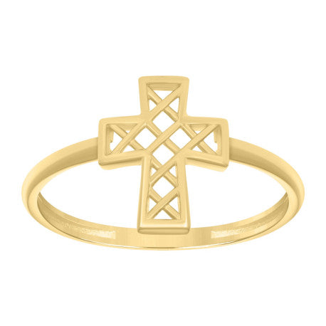 14K GOLD CROSS RING