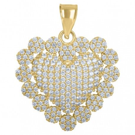10K GOLD FLOWER HEART PENDANTS