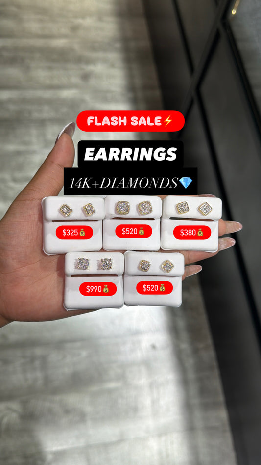 14K+NATURAL DIAMONDS EARRINGS
