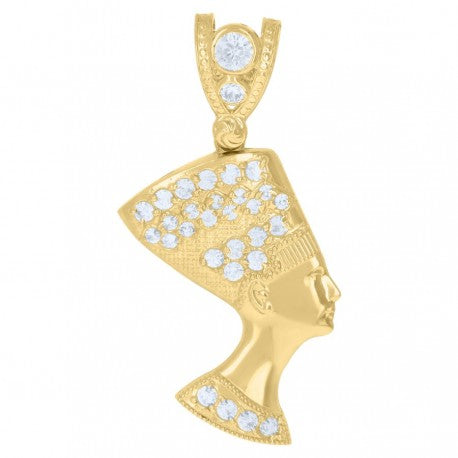 10K GOLD EGYPTIAN NEFERTITI WITH STONES PENDANT