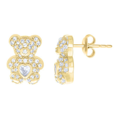 10K GOLD BEAR W. MONTH STONE EARRINGS