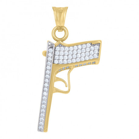 14K GOLD TWO-TONE PISTOL PENDANT