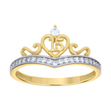 14K TWO-TONE 15TH RING