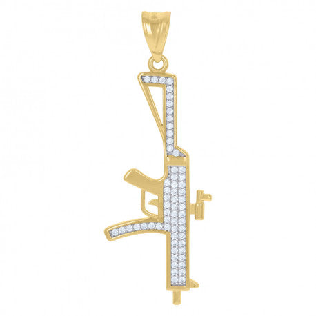 14K GOLD TWO-TONE GUN PENDANT