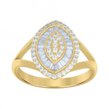 10K GOLD WOMEN BAGUETTE ROUND RING