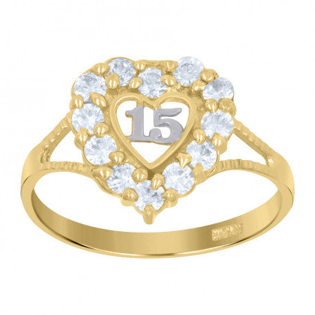14K GOLD 15TH RING