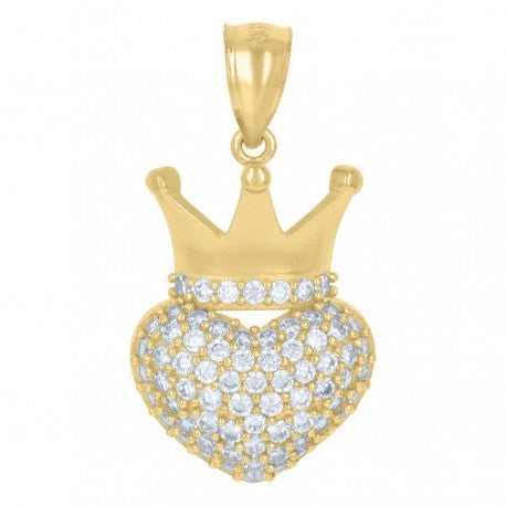 10K GOLD HEART+CROWN PENDANT