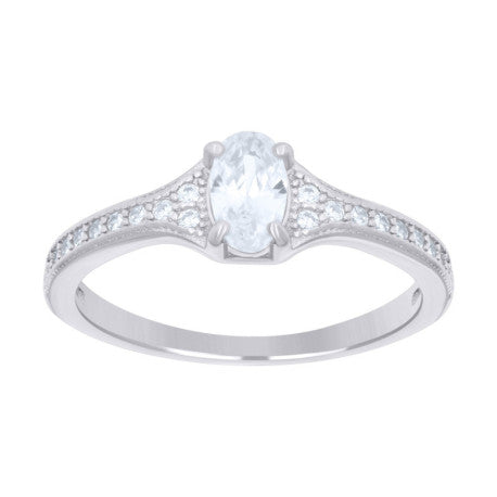 925 Silver Womens Oval Engagement Ring