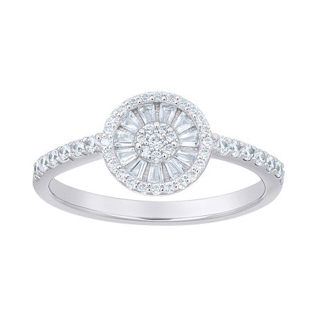 925 Silver Womens Round Baguette Cocktail