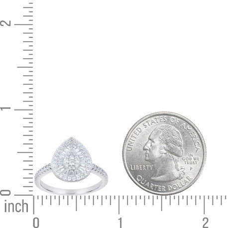 925 Silver Womens Round Baguette Tear Drop