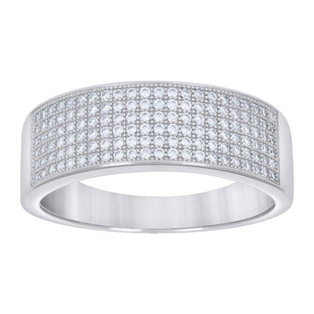925 Silver Mens Cubic Wedding Band