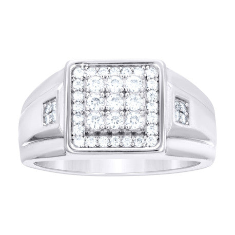 925 Silver Mens Square Head Fashion Ring