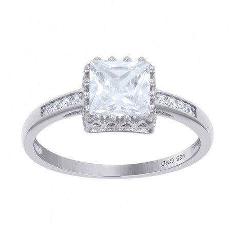 925 Silver Womens Round Princess Fashion Ring