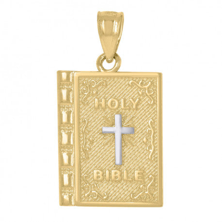 14K GOLD TWO-TONE HOLY BIBLE PENDANT