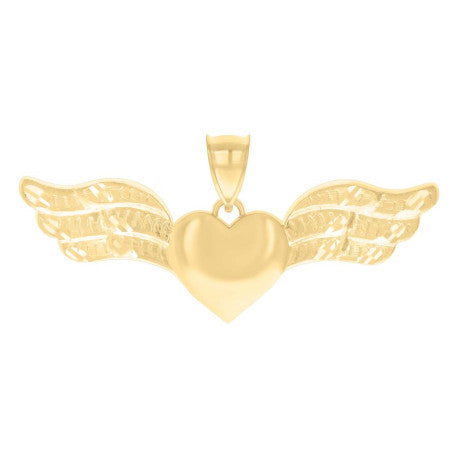10K GOLD FLYING HEART PENDANT