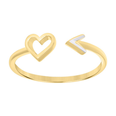 14K GOLD TWO-TONE HEART RING