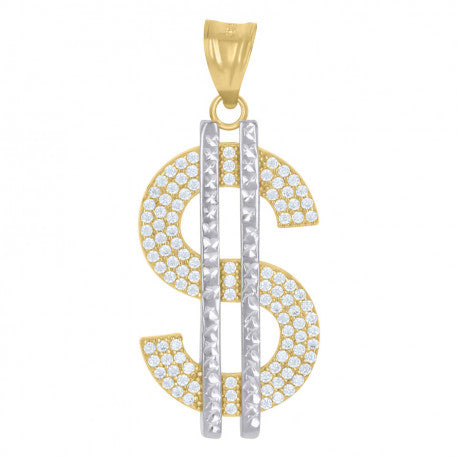 14K GOLD TWO-TONE DOLLAR SYMBOL PENDANT
