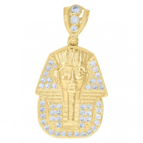 10K GOLD EGYPTIAN PHARAOH WITH STONES PENDANT
