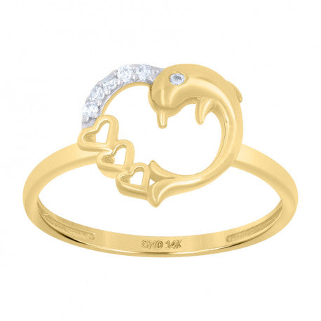 14K GOLD DOLPHIN HEART RING