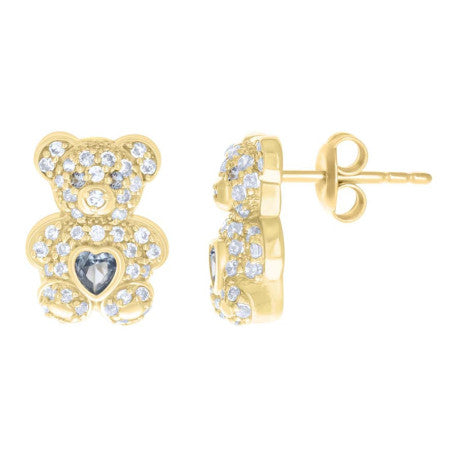 10K GOLD BEAR W. MONTH STONE EARRINGS