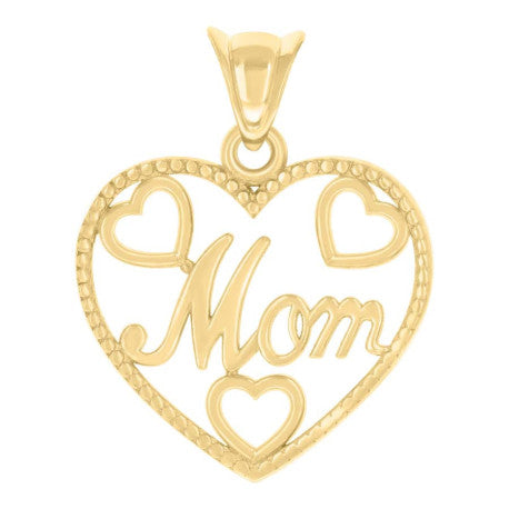 14K GOLD MOM HEART PENDANTS