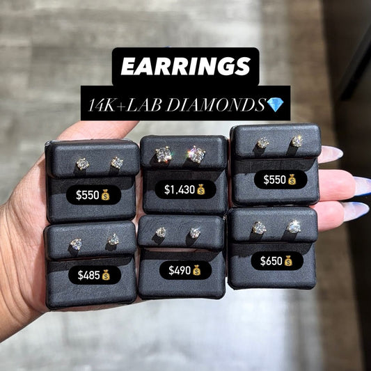 EARRINGS 14K LAB DIAMONDS