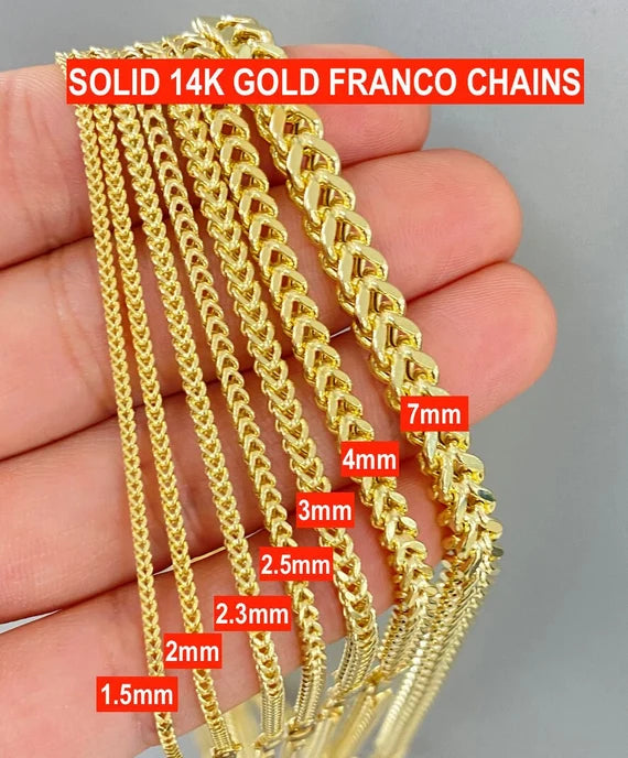 10K GOLD HOLLOW FRANCO CHAINS