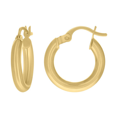 10K GOLD ROUND TUBE HOOP EARRINGS