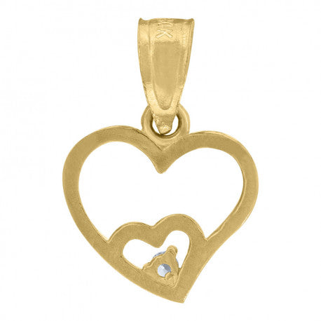 10K GOLD TWO-TONE DOUBLE HEART PENDANT