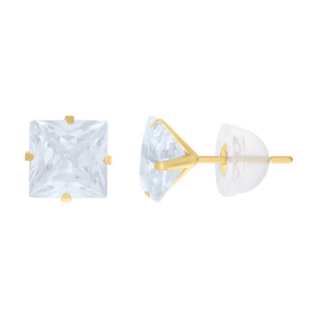14K GOLD SQUARE 6MM EARRINGS