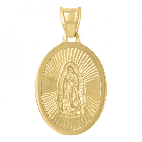 14K GOLD OVAL GUADALUPE VIRGIN PENDANT
