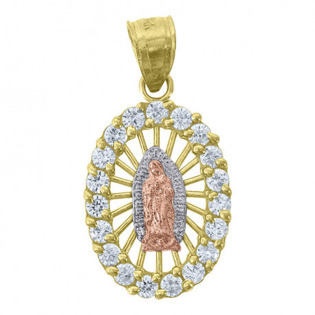 14K GOLD GUADALUPE OVAL PENDANT