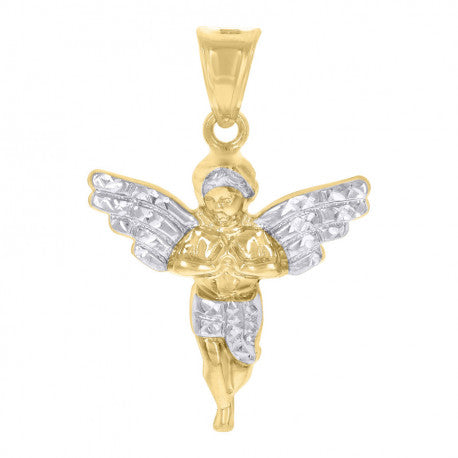 14K GOLD TWO TONE ANGEL PENDANT